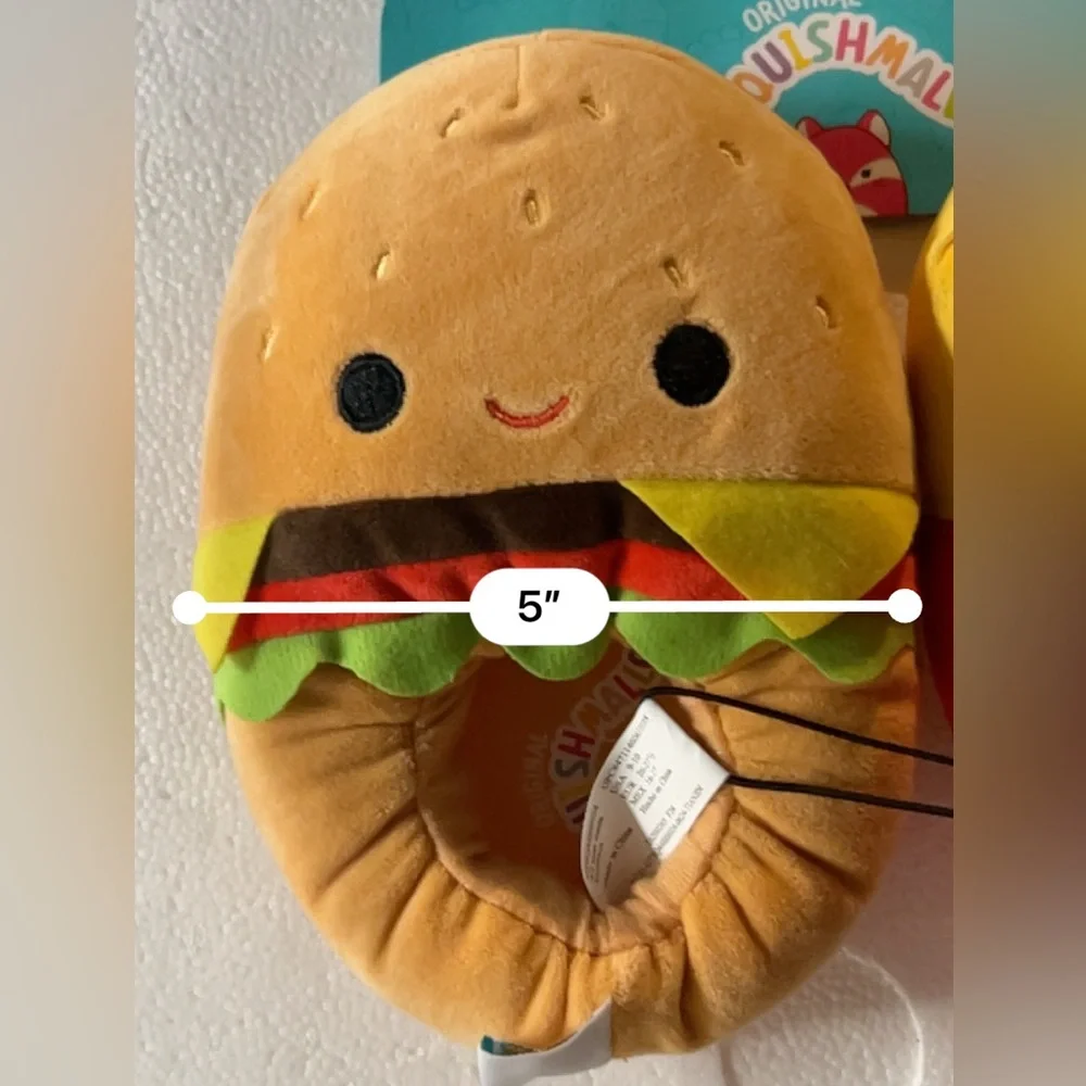 Squishmallows Burger and Fries‎ Plush Slippers Size Toddler 9-10